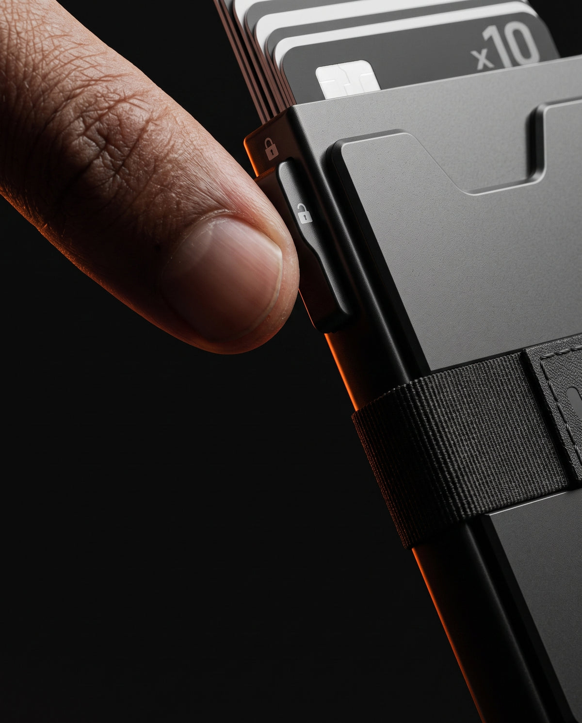 LYNK Pop-Up Metal Wallet in matte black anodised aluminium